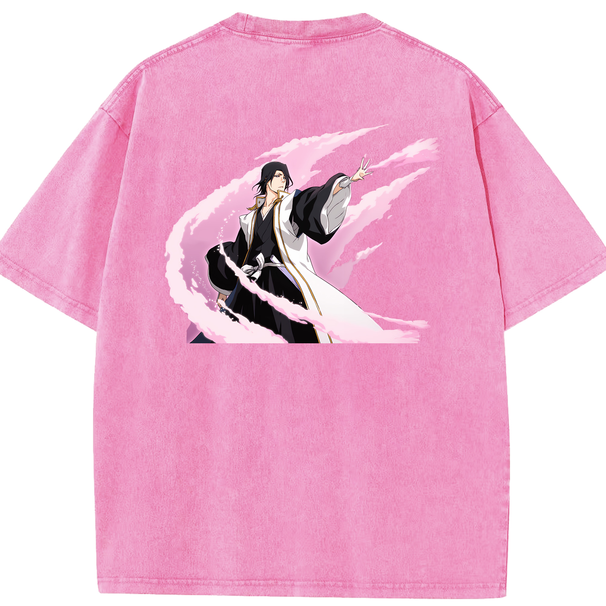 （画像用） ブリーチ くちき びゃくや BLEACH Kuchiki Byakuya 綿100% ヴィンテージ風 半袖Tシャツ（背面プリント）